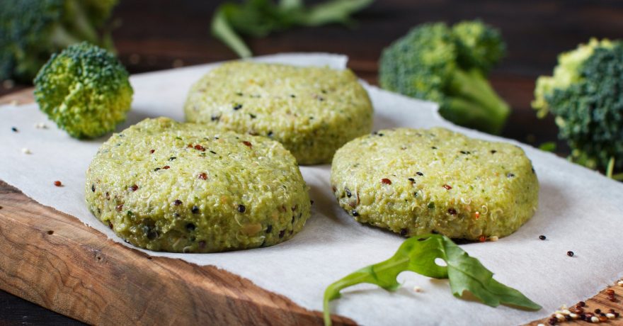 Vegetarian broccoli and quinoa burgers